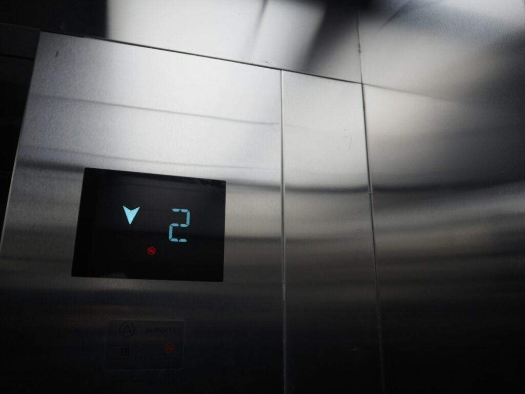 Lift shaft viewed from inside during a LOLER examination